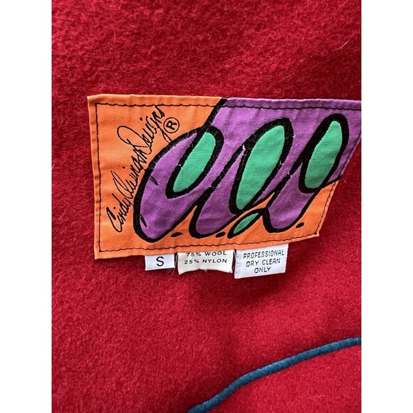 1980s CINDY OWINGS USA designer wool coat Color Block Art modern S fits Large - Picture 6 of 13